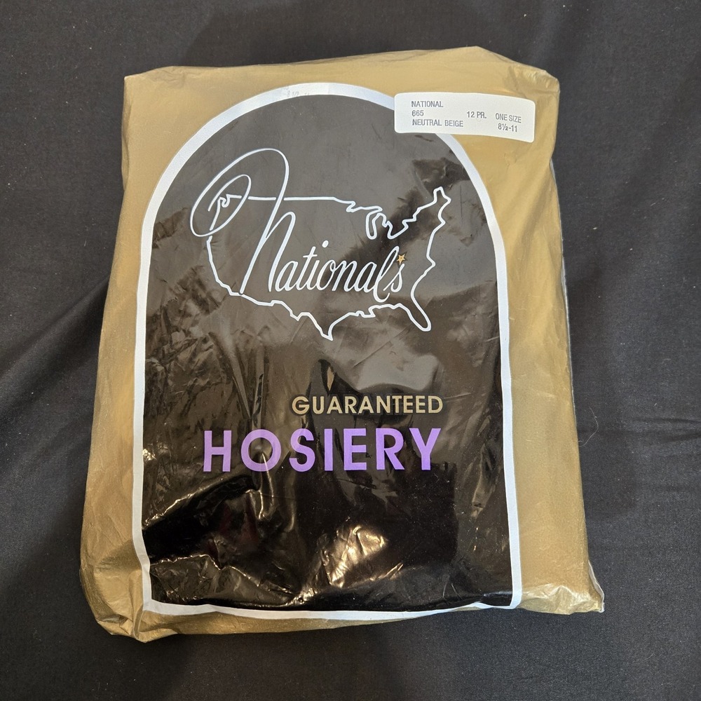 Vtg Nationals Hosiery 865 knee-hi 12 pr OS Neutral Beige Deadstock NWT Mod Era